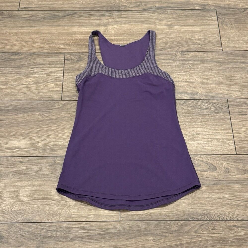 Lululemon Run First Base Tank Top Womens Size 2 Small Purple Hyper Stripe